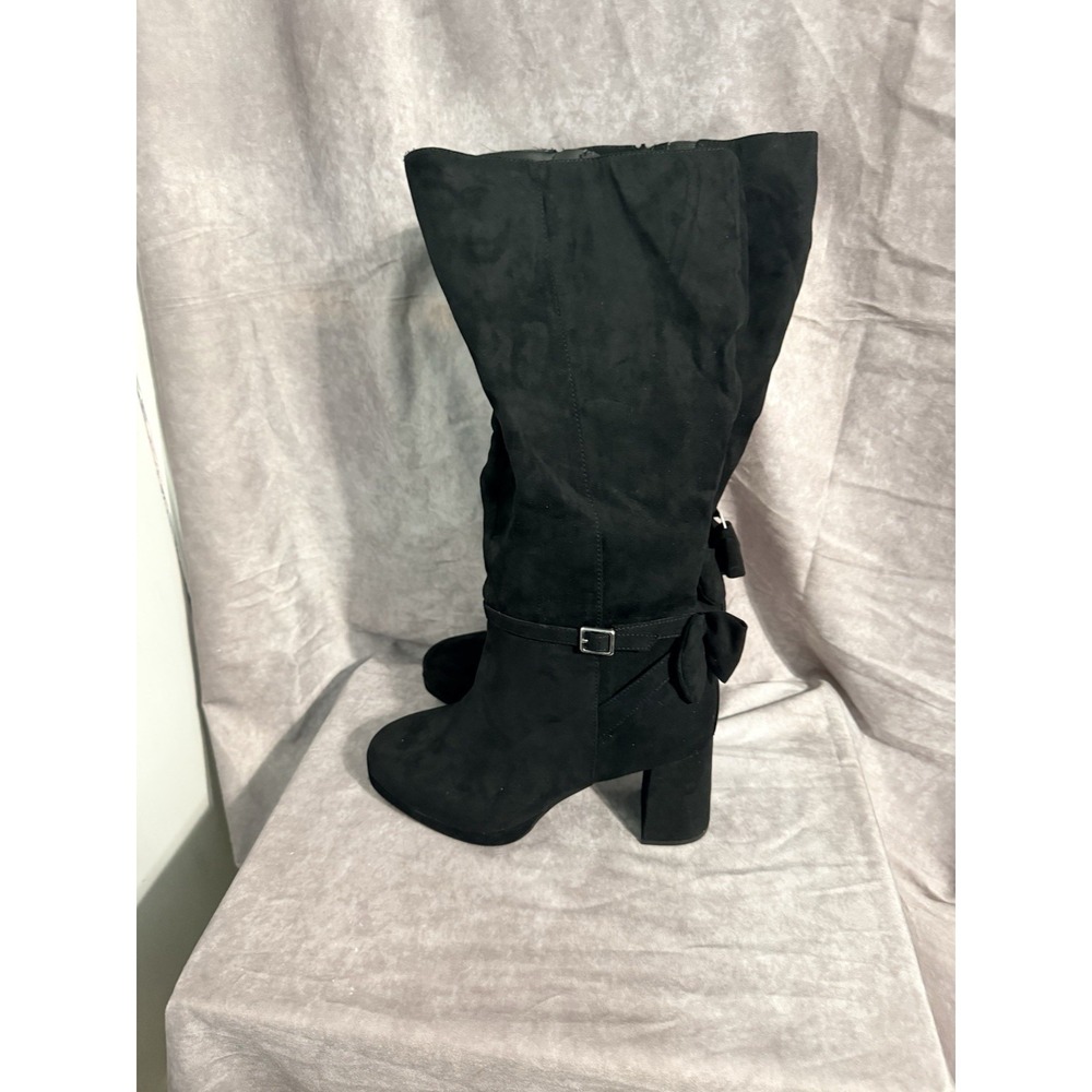torrid buckle and bow faux suede knee high boot Size 12WW